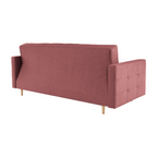 Canapea, tapitata cu 3-locuri, material textil roz invechit, AMEDIA