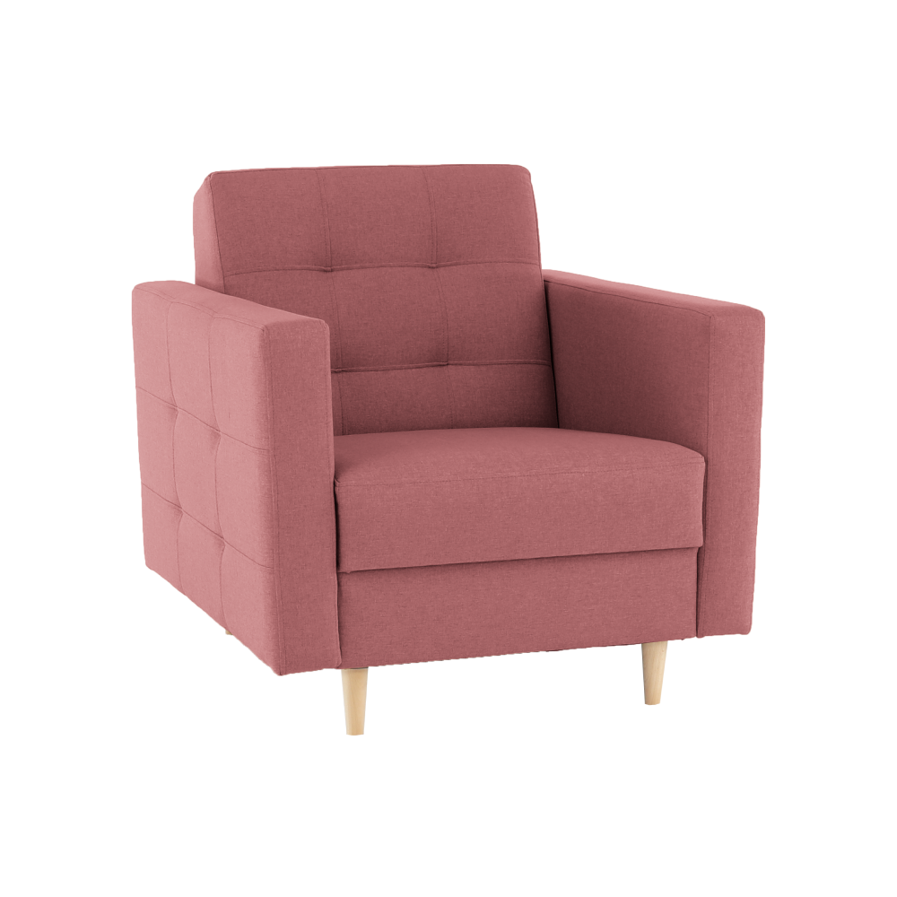Fotoliu complet tapitat AMEDIA, material textil roz invechit