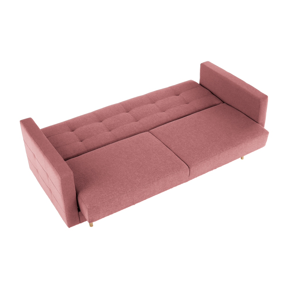 Canapea, tapitata cu 3-locuri, material textil roz invechit, AMEDIA