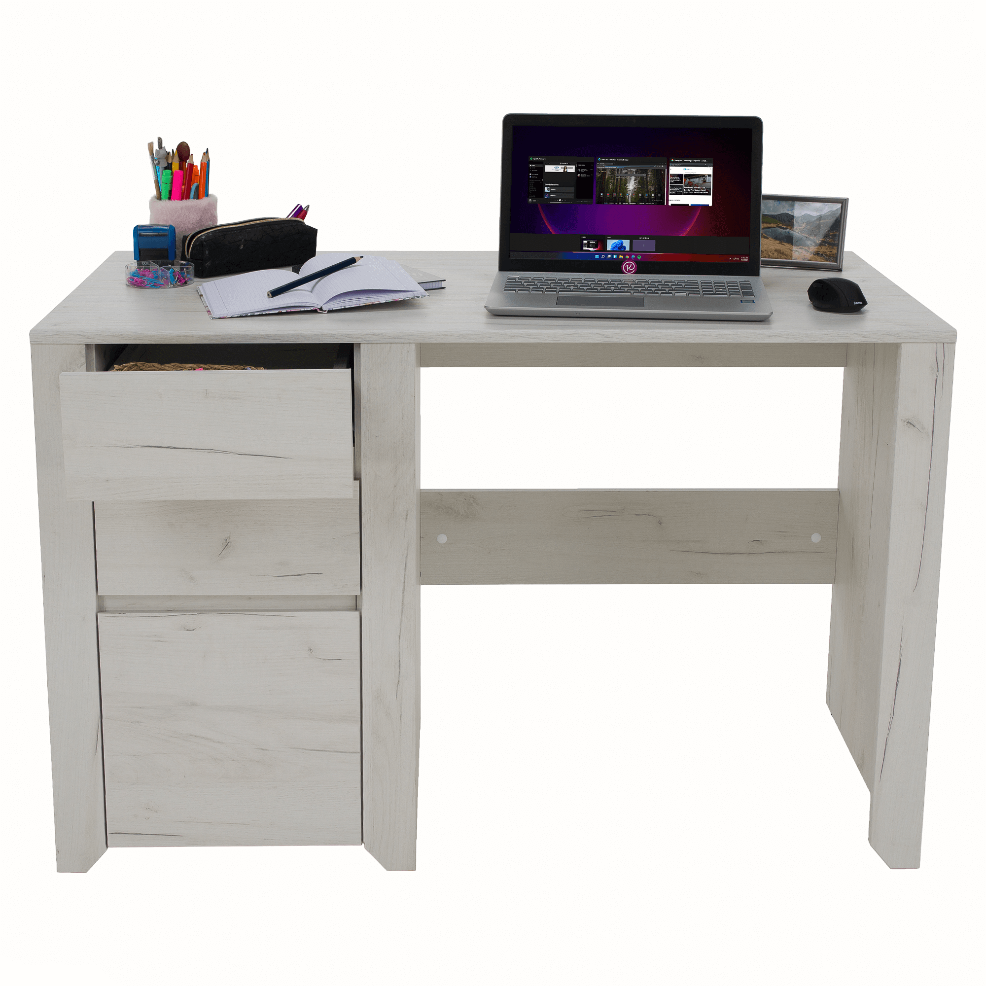 Birou PC ANGEL, alb kraft