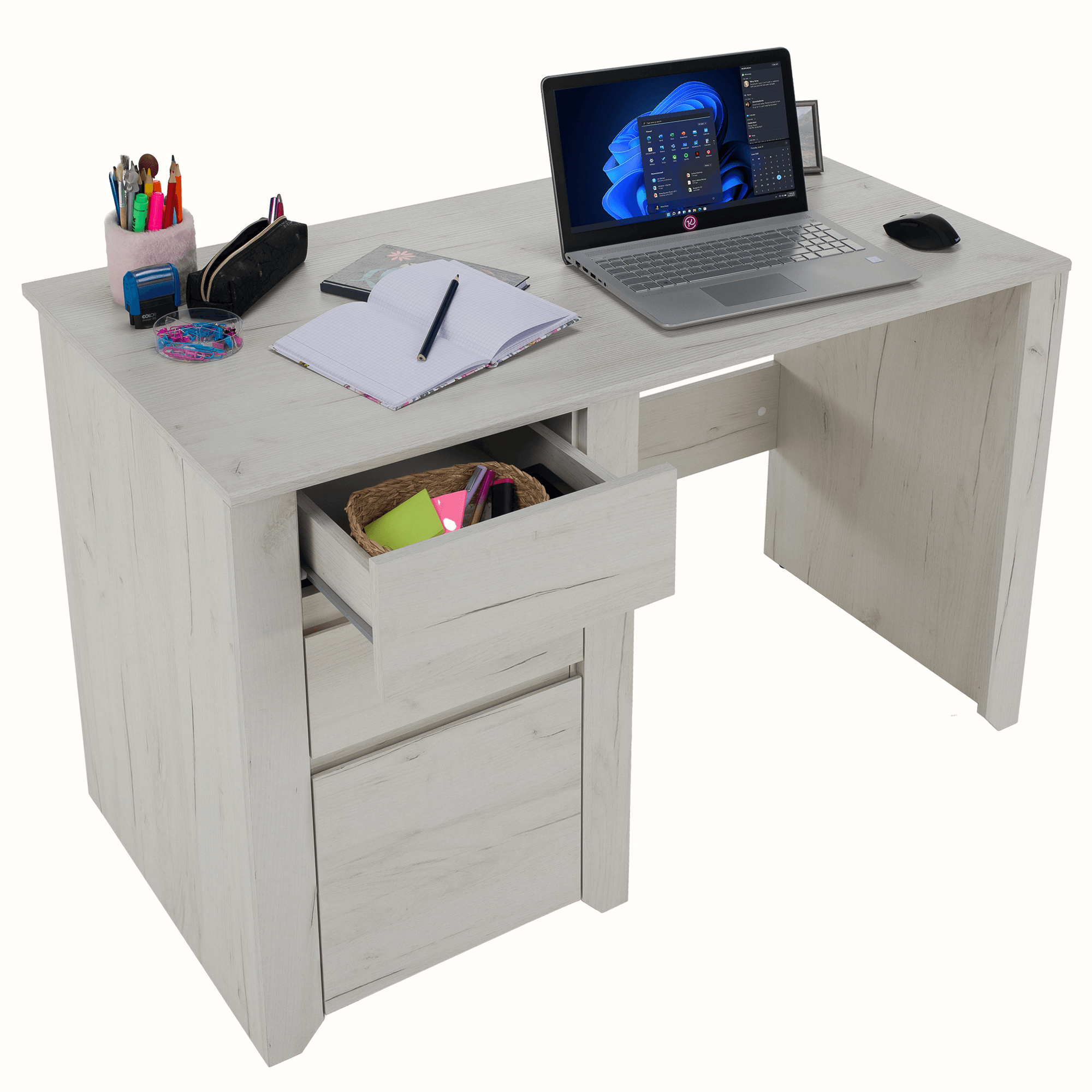 Birou PC ANGEL, alb kraft