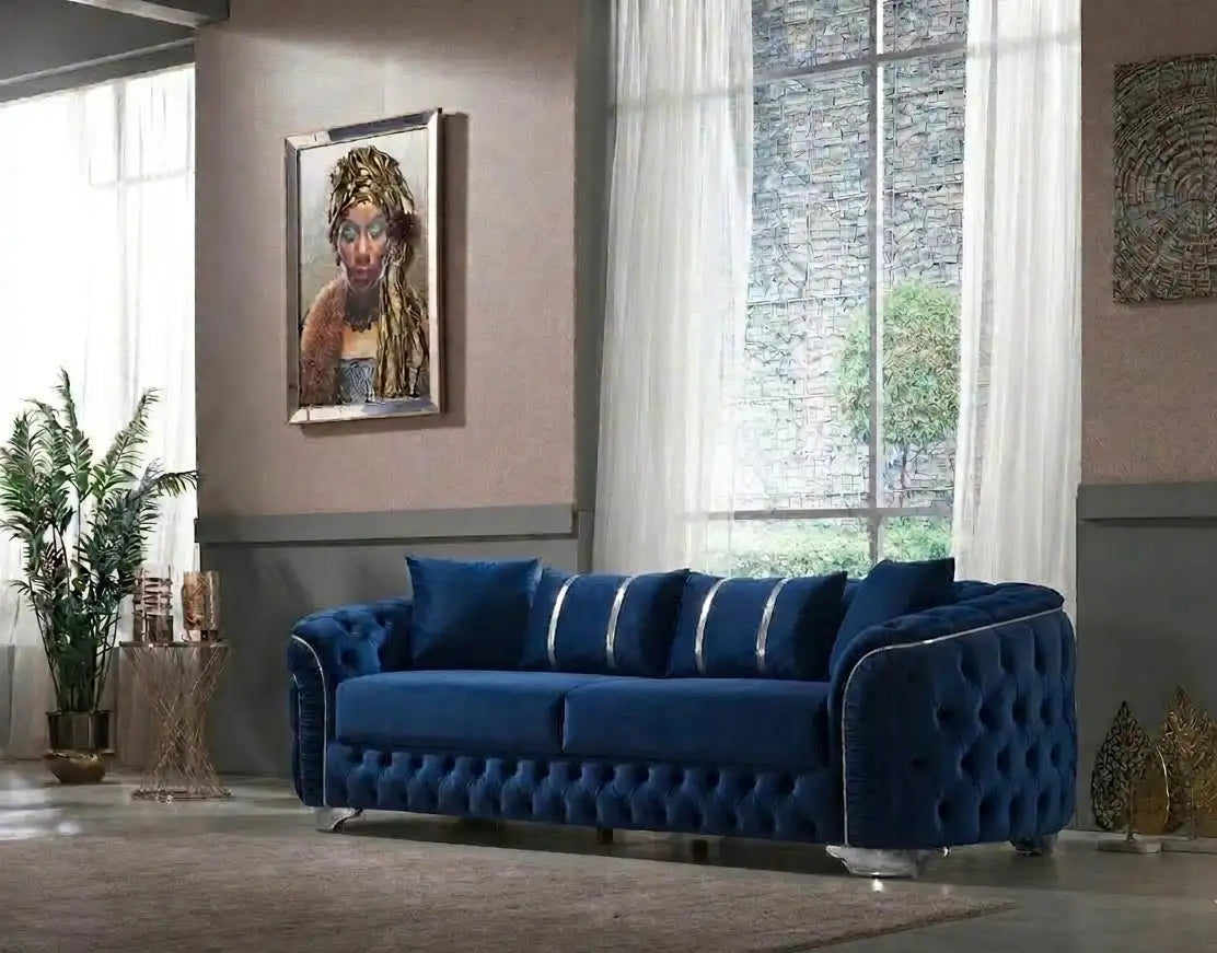 Canapea fixa 2 locuri pe stil Chesterfild Ara – Maxinova (imaginea 1)
