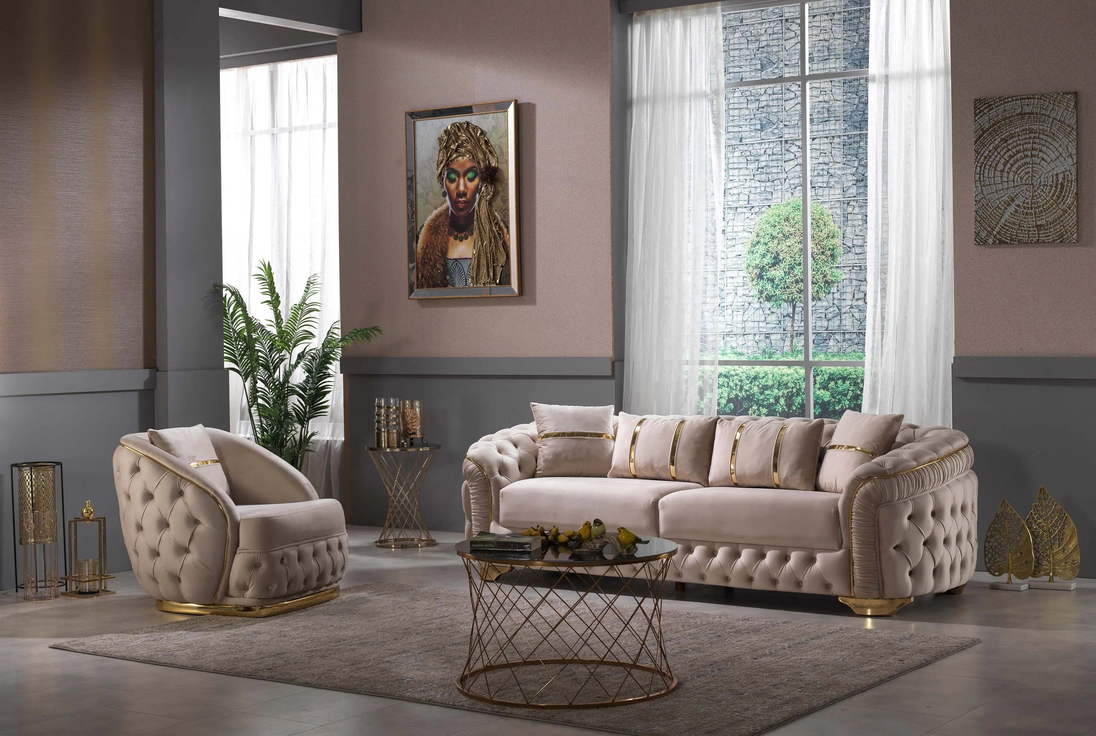 Canapea fixa 3 locuri stil Chesterfield Ara – Maxinova (imaginea 2)