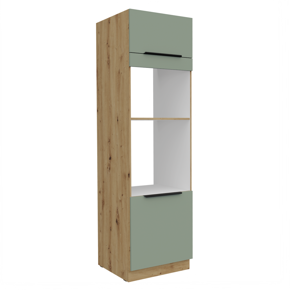 Dulap inalt pentru cuptor si cuptor cu microunde ARSANY 60 DPM-210 2F, aquamarine/stejar artisan