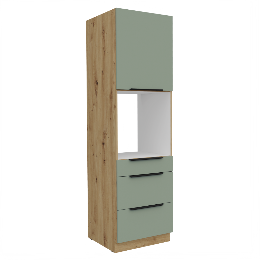 Dulap inalt pentru cuptor incorporabil ARSANY 60 DPS-210 3S1F, aquamarine/stejar artisan