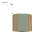 Dulap de colt superior ARSANY 60x60 GN-72 1F, aquamarine/stejar artisan