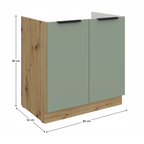 Dulap pentru chiuveta ARSANY 80 ZL 2F BB, aquamarine/stejar artisan