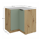 Dulap inferior de colt ARSANY 90x90 DN 2F BB, aquamarine/stejar artisan