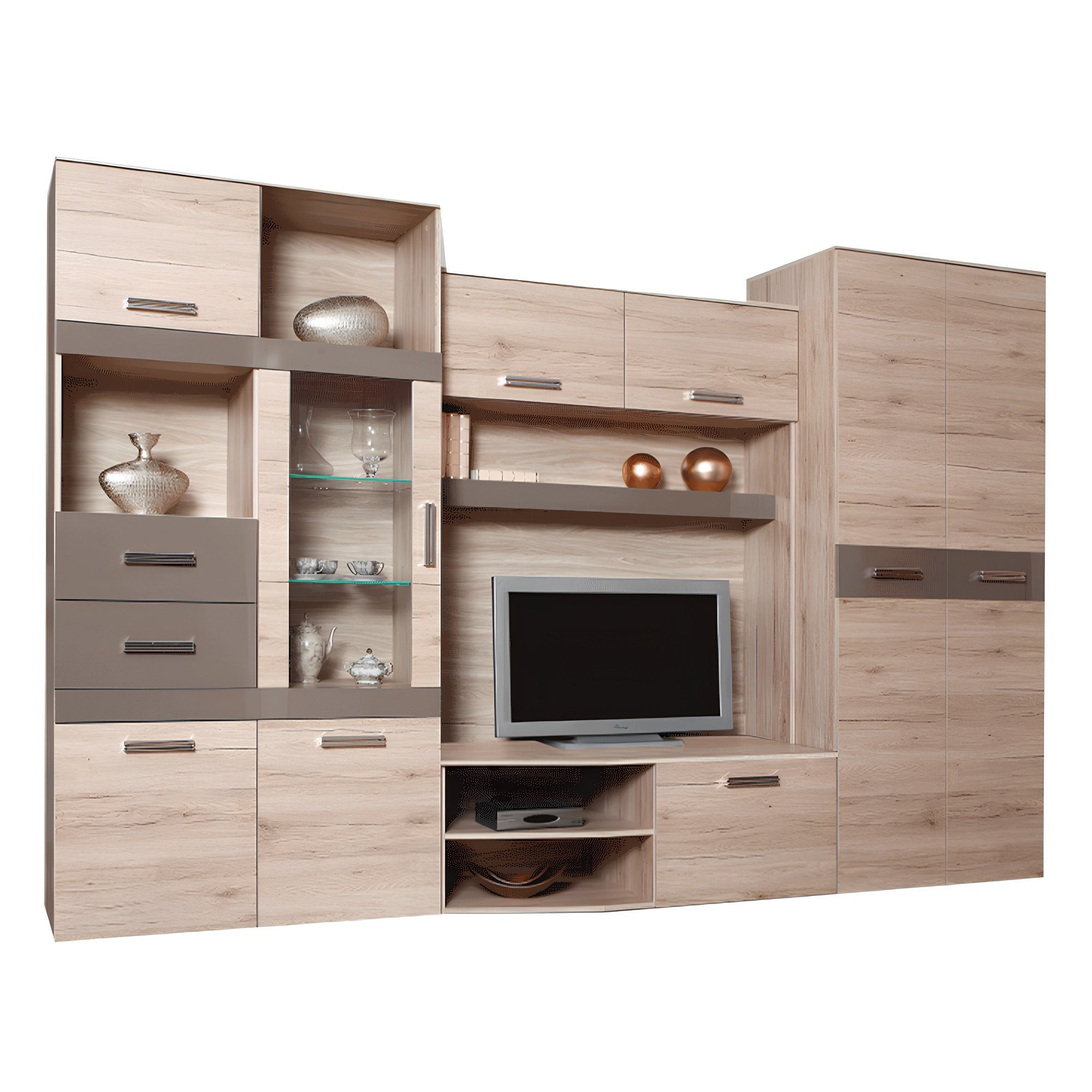 Ansamblu living ASSOR, stejar san marino/latte extra lucios HG