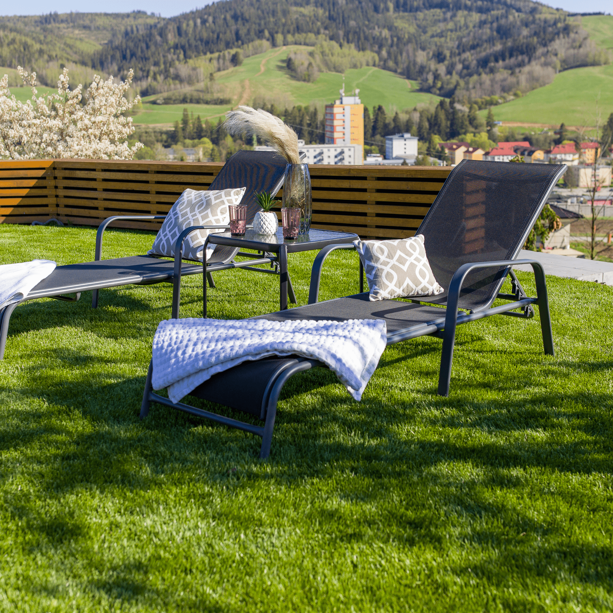 Scaun de gradina ATREO, negru / gri