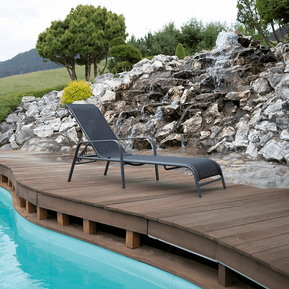Scaun de gradina ATREO, negru / gri