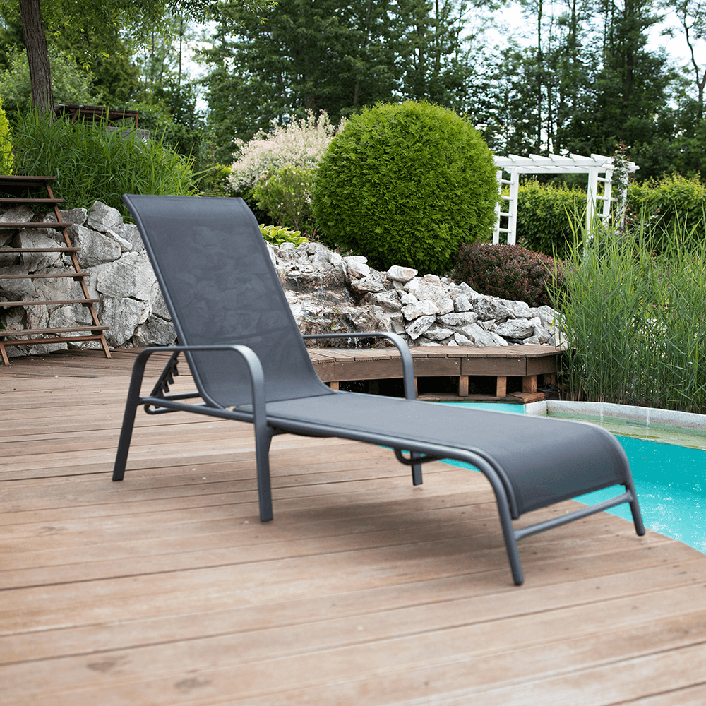 Scaun de gradina ATREO, negru / gri