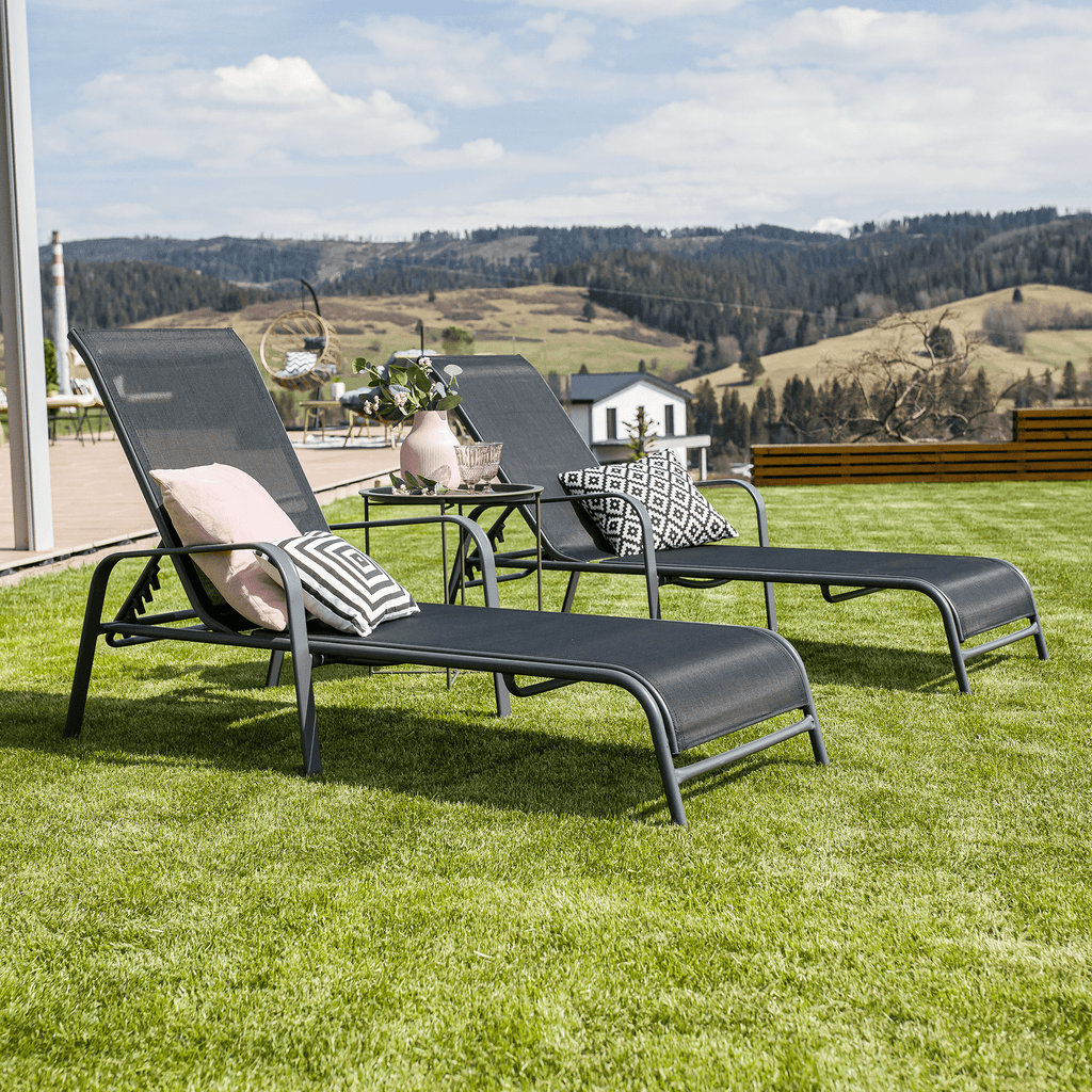Scaun de gradina ATREO, negru / gri
