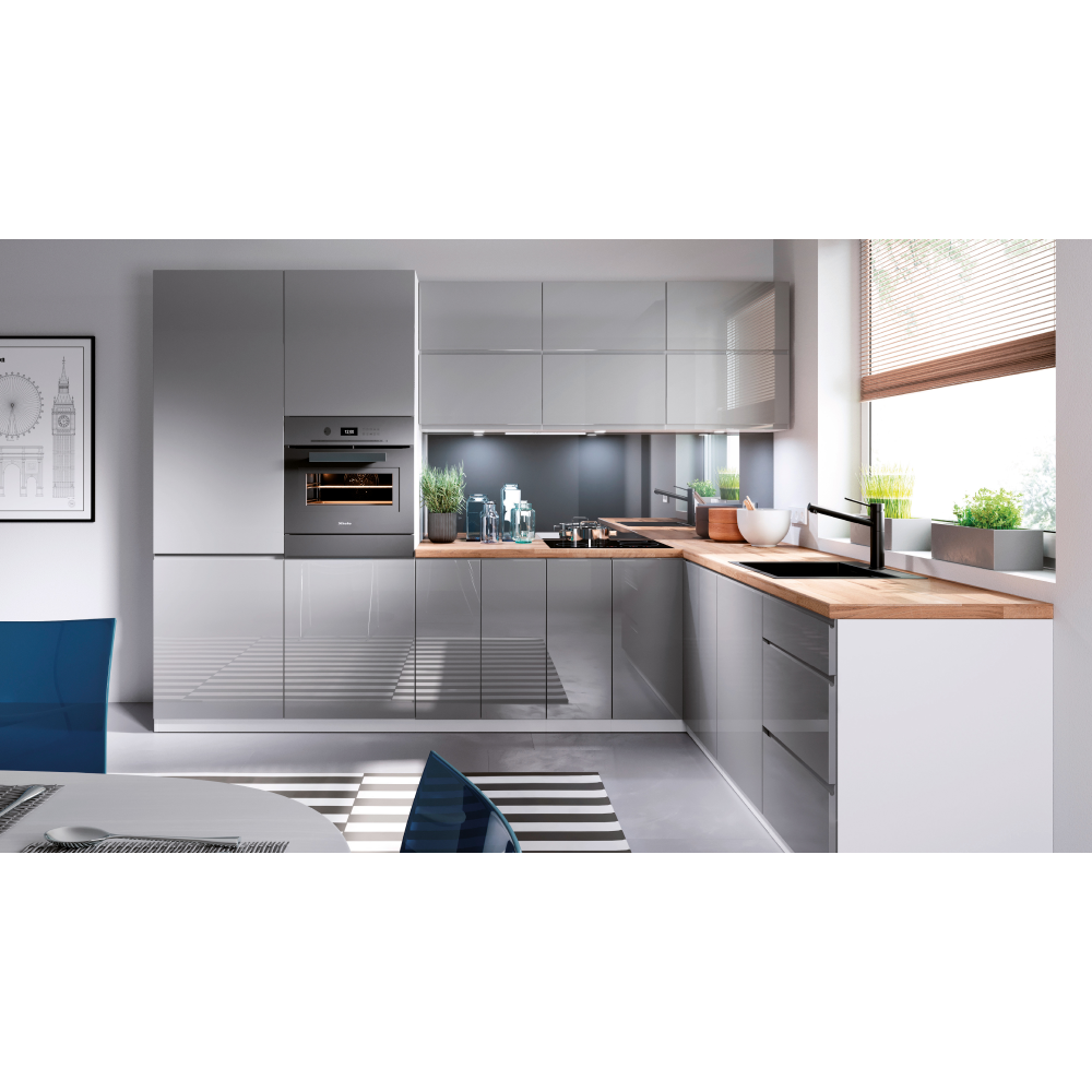 Dulap bucatarie AURORA, alb / gri lucios