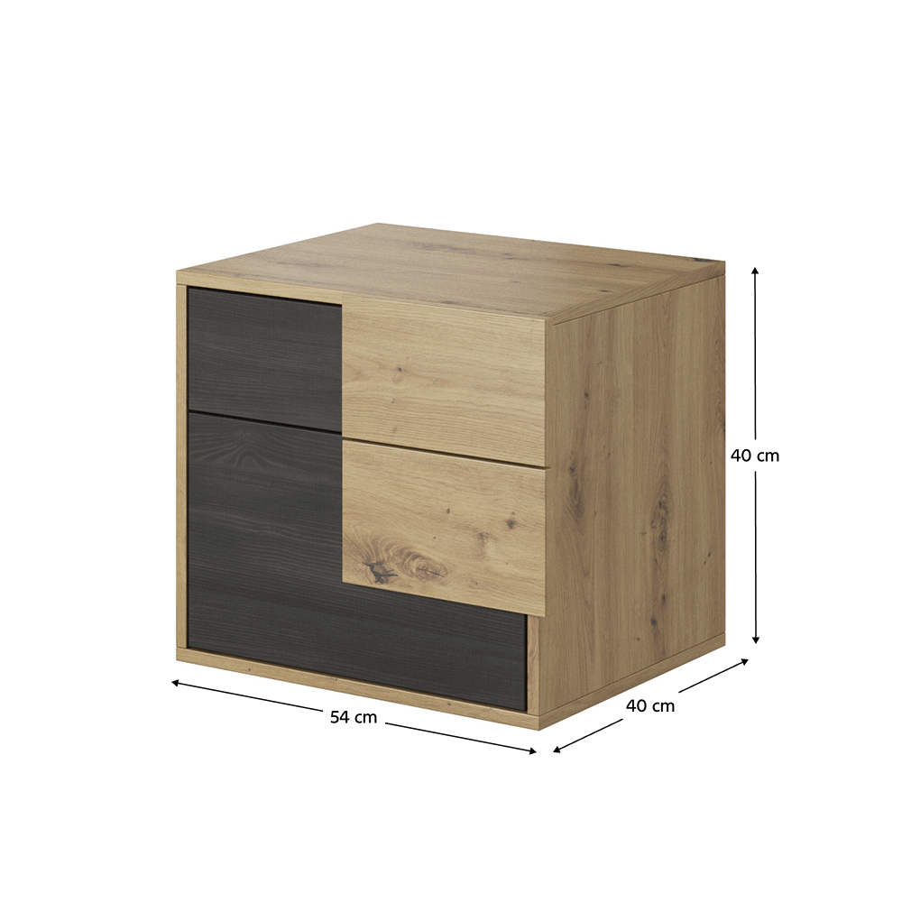 Ansamblu dormitor BAFRA, stejar artisan / pin negru
