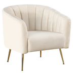 Fotoliu de design BAGY, tesatura Velvet bej/gold crom-auriu