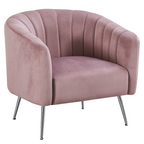 Fotoliu de design BAGY, tesatura Velvet roz/crom-argintiu
