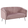 Canapea de design cu 2 locuri BAGY, tesatura Velvet roz/crom-argintiu