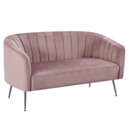 Canapea de design cu 2 locuri BAGY, tesatura Velvet roz/crom-argintiu