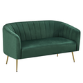 Canapea de design cu 2 locuri BAGY, tesatura Velvet verde inchis/gold crom-auriu