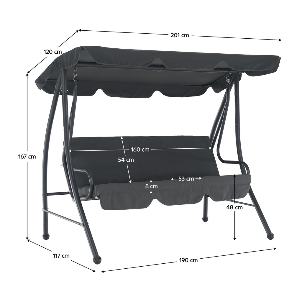 Balansoar grădină Kemi – schiță cu dimensiuni