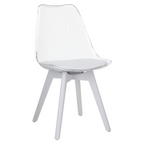 Scaun BALI 3 NEW, transparent alb, acrilat/piele ecologica/alb