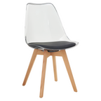 Scaun BALI 3 NEW, negru transparent, acrilic/piele ecologica/fag