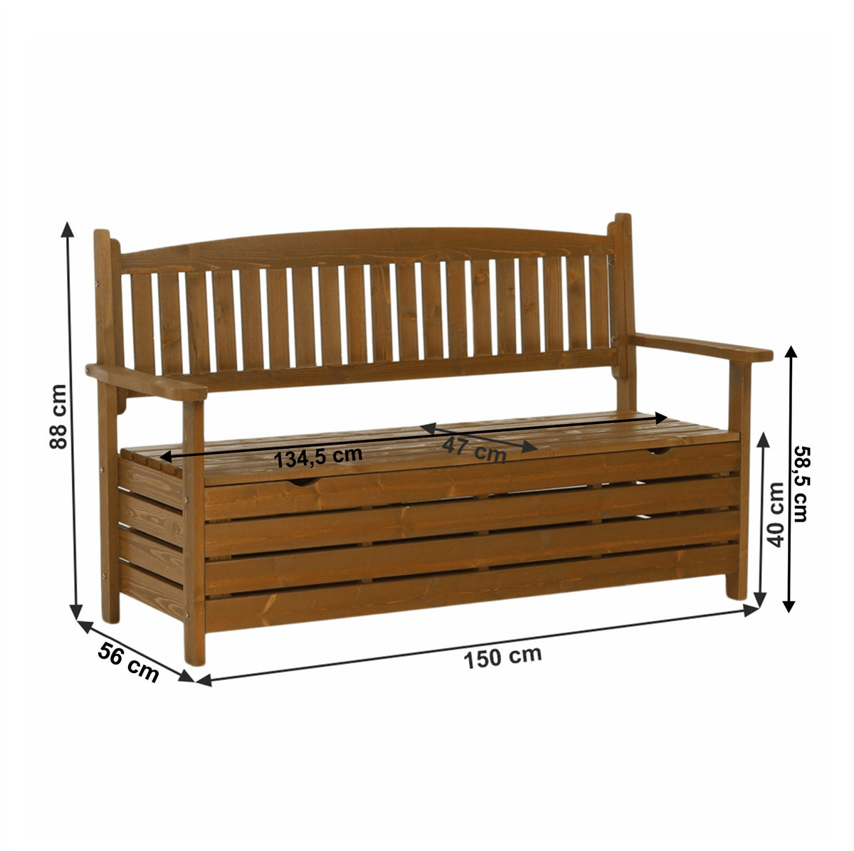 Bancă grădină Amula – schiță cu dimensiuni