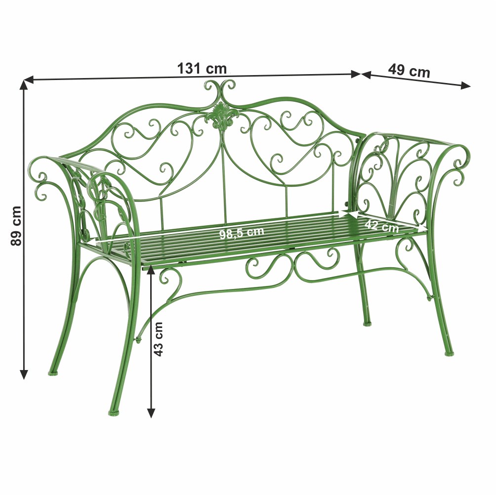 Bancă grădină Etelia – schiță cu dimensiuni