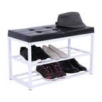 Bancă hol Lyros, negru și alb, vedere din față