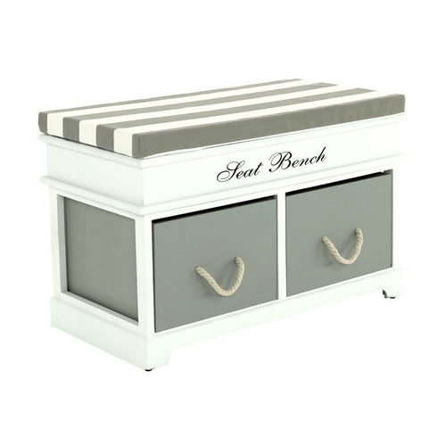 Bancă hol Seat Bench 2, alb și gri, vedere din față