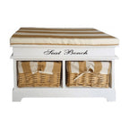 Bancă hol Seat Bench 4, alb și galben, vedere din față