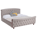 Pat cu somiera BARETO, gri-maroniu, tesatura Taupe Velvet