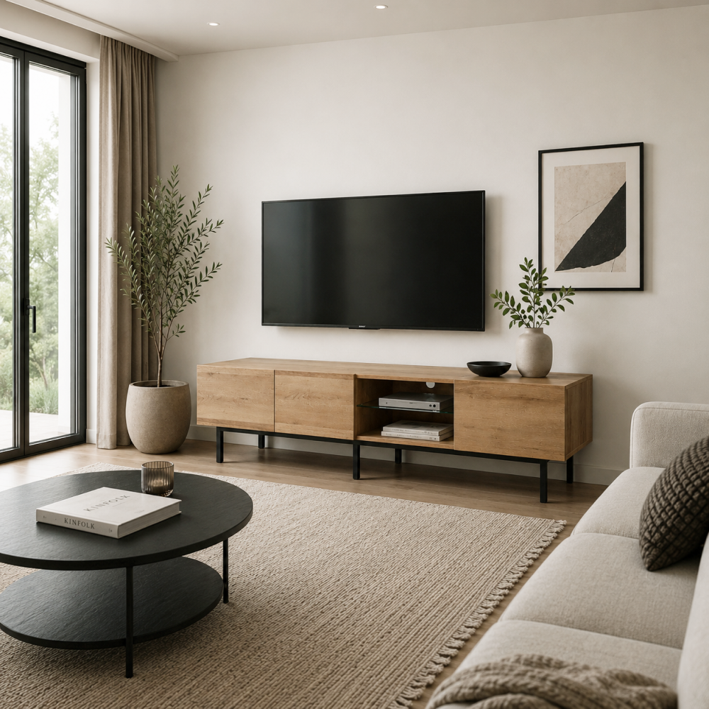 Masuta TV BASTIEN, stejar / negru
