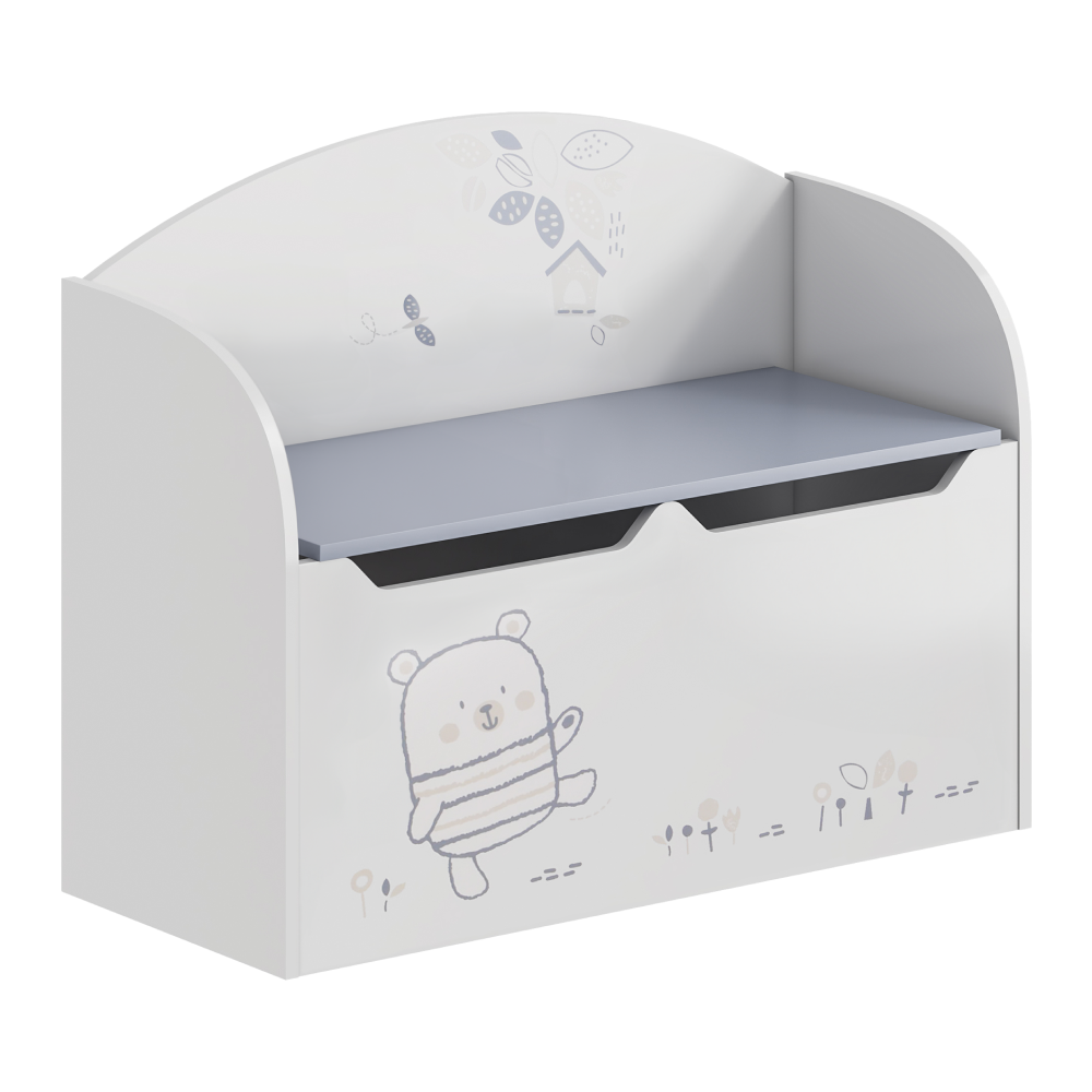 Cutie pentru jucarii cu spatiu de depozitare BEAR, alb