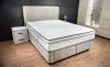 Set pat tapitat cu saltea inclusa, bej, 160x200 cm, Bella