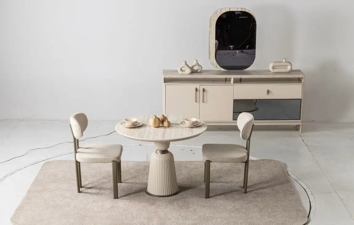 Masa living rotunda din travertin 90*90*76 cm Bern – Maxinova (imaginea 4)