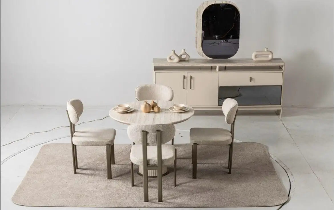 Masa living rotunda din travertin 90*90*76 cm Bern – Maxinova (imaginea 3)