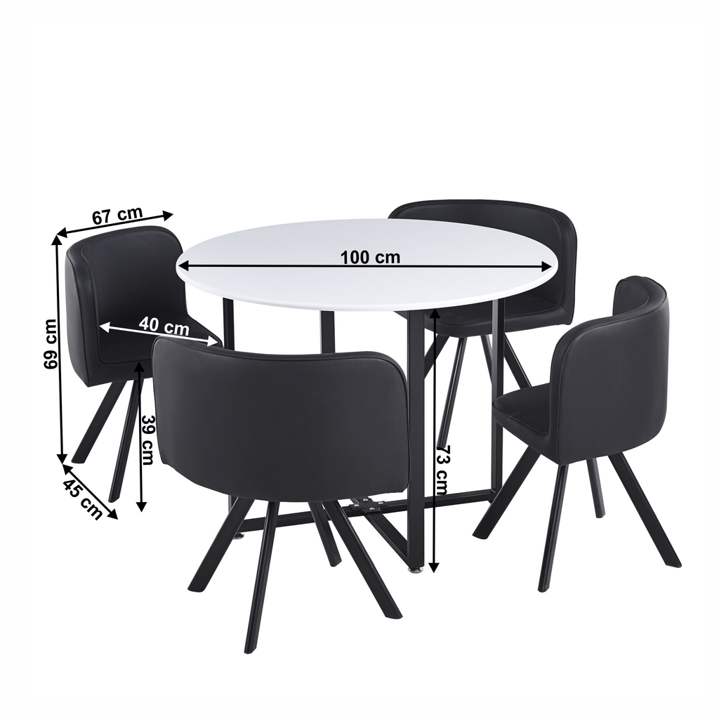 Set dining BEVAN, alb / negru