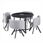 Set dining BEVAN, negru / gri deschis