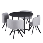 Set de mobilier dining 1+4 BEVAN NEW, negru/gri deschis
