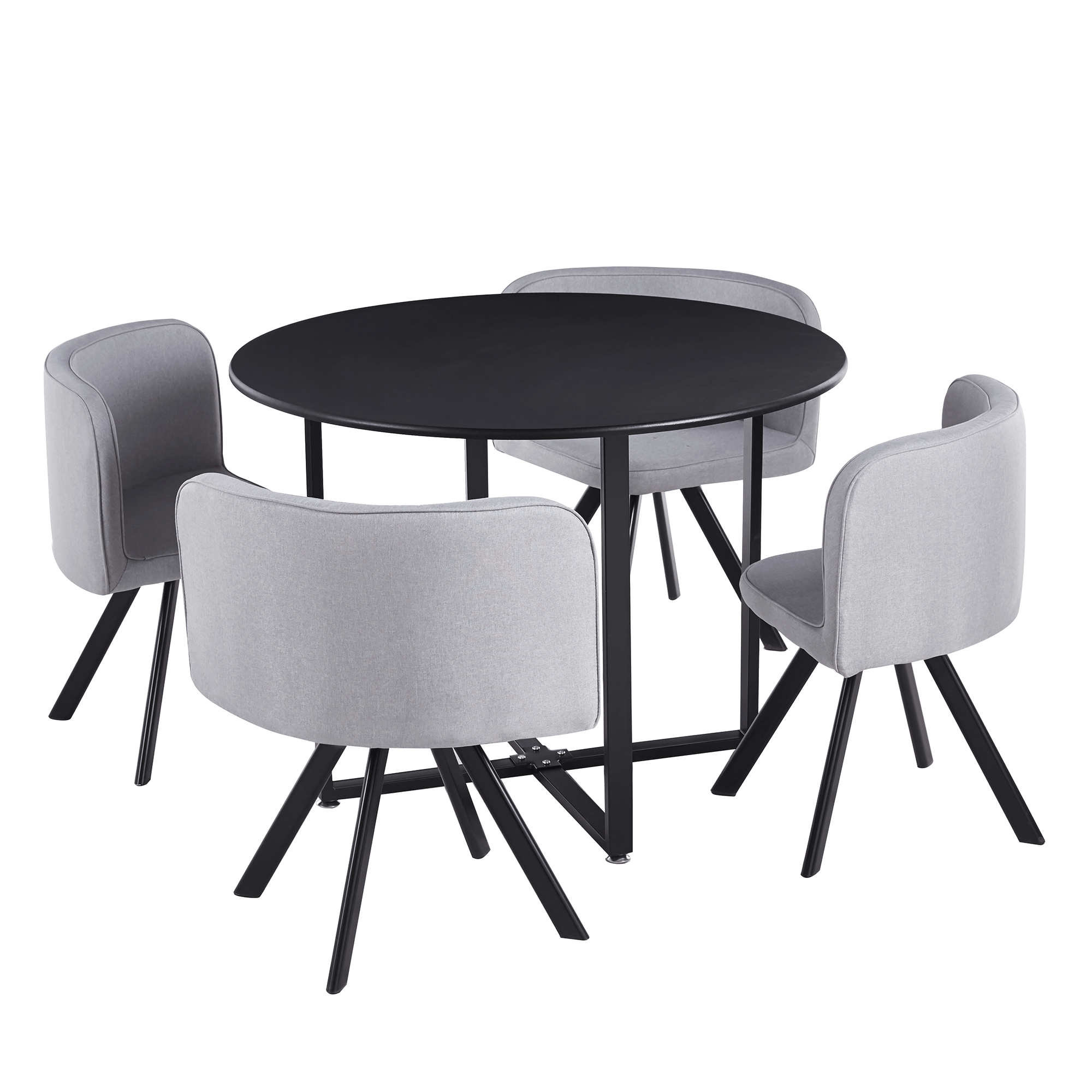Set de mobilier dining 1+4 BEVAN NEW, negru/gri deschis