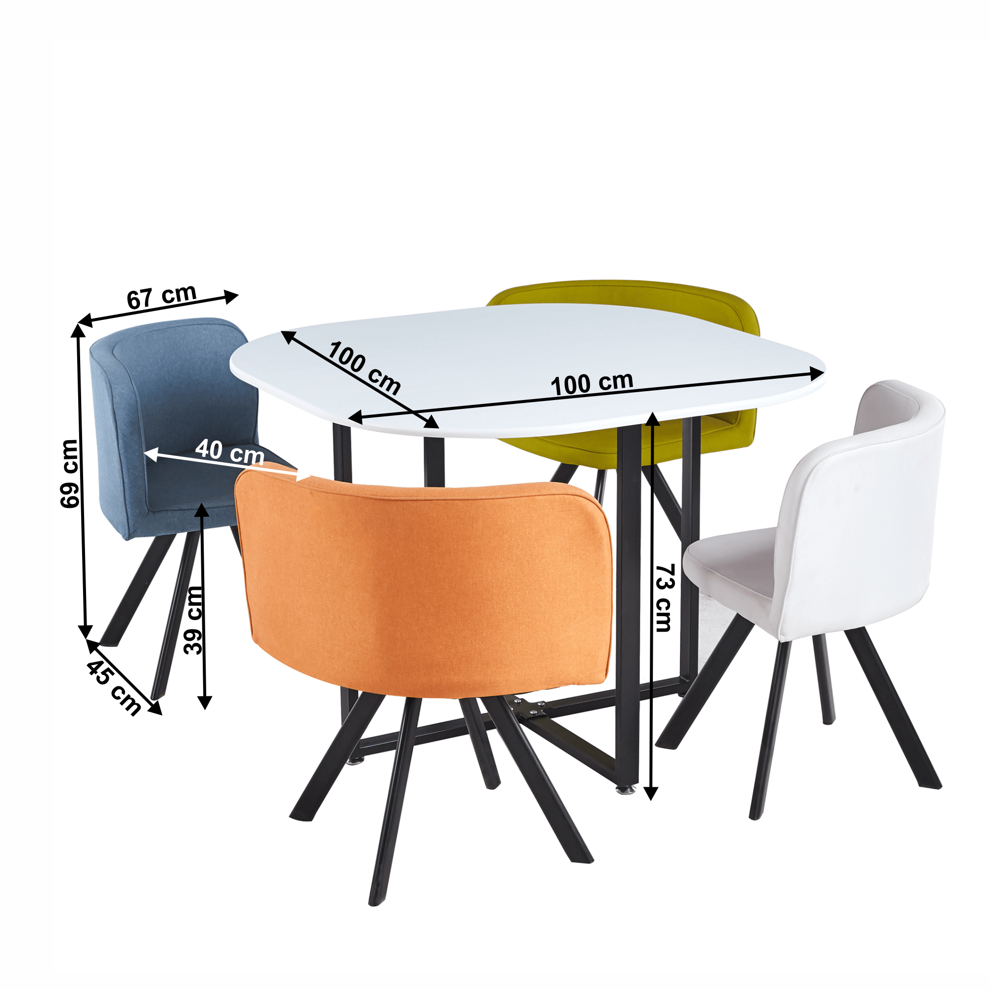 Set dining BEVIS, alb