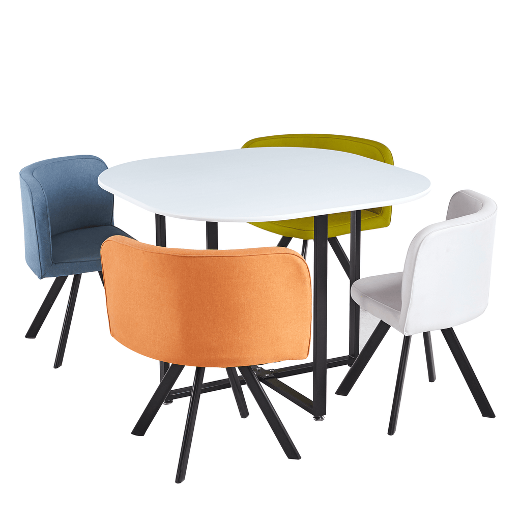 Set de mobilier dining 1+4 BEVIS NEW, alb/culori mixte