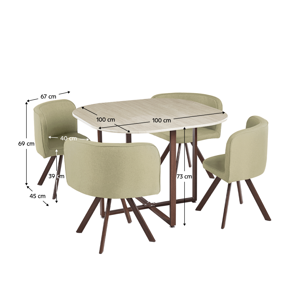 Set dining BEVIS, maro deschis / natural