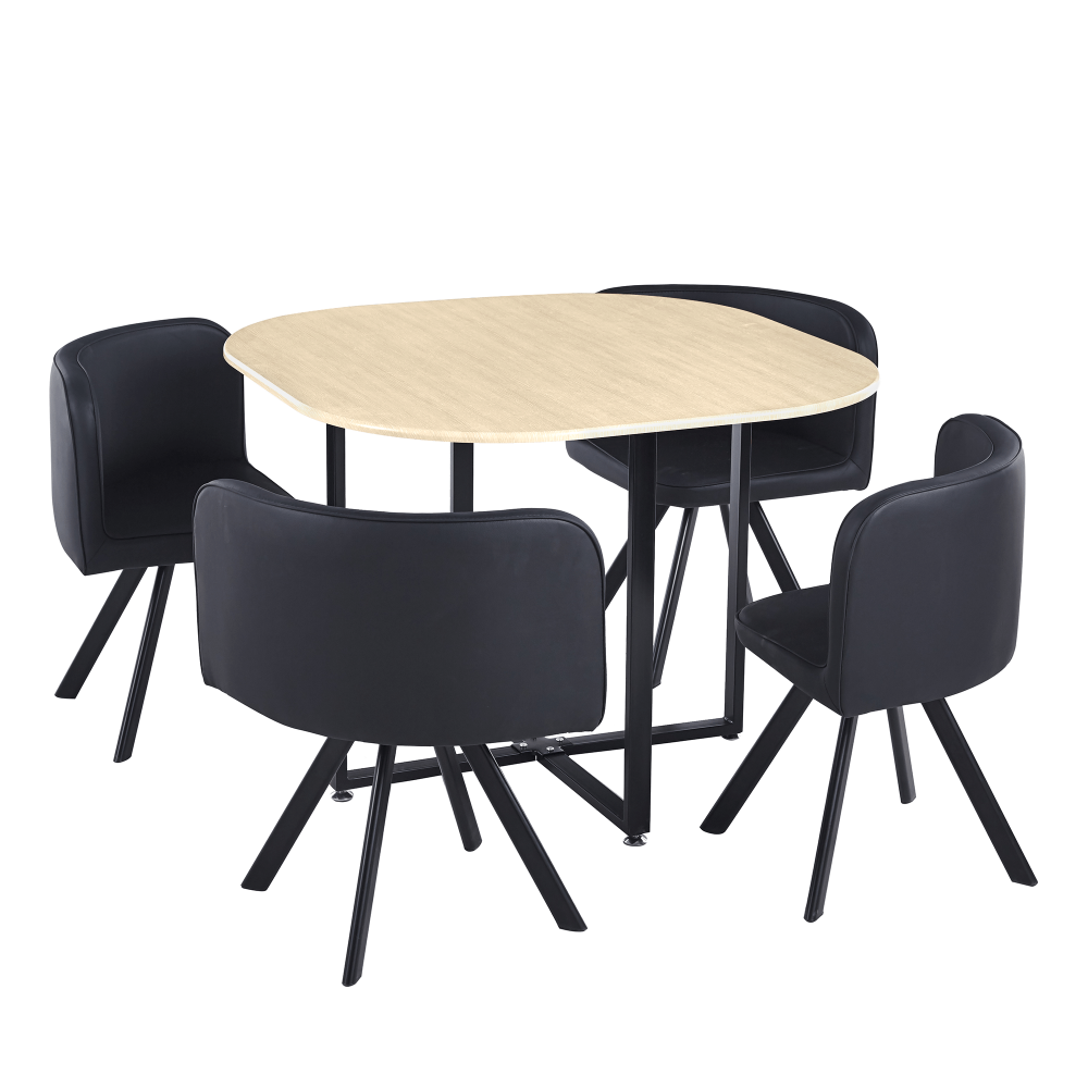 Set de mobilier dining 1+4 BEVIS NEW, stejar/negru