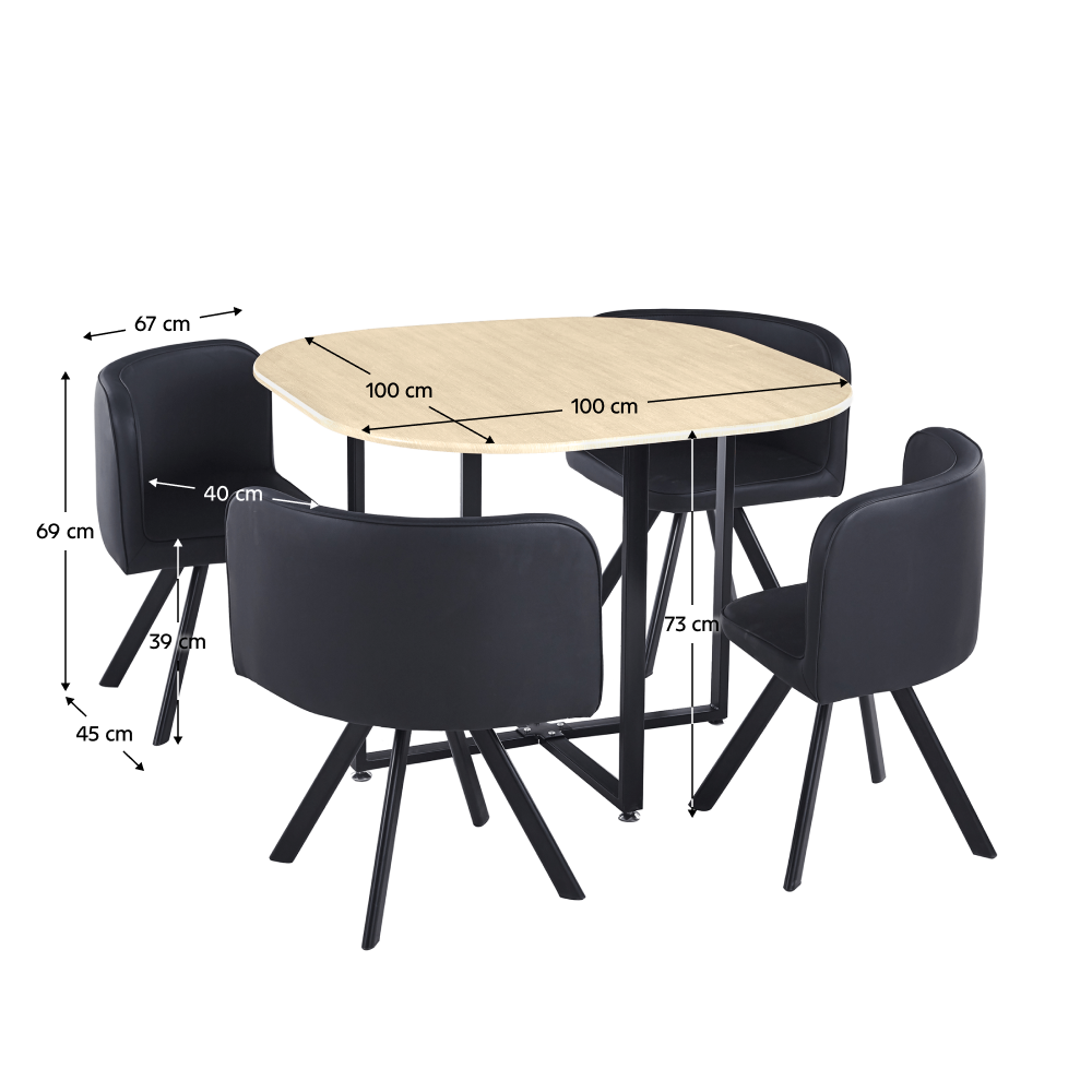 Set dining BEVIS, stejar / negru