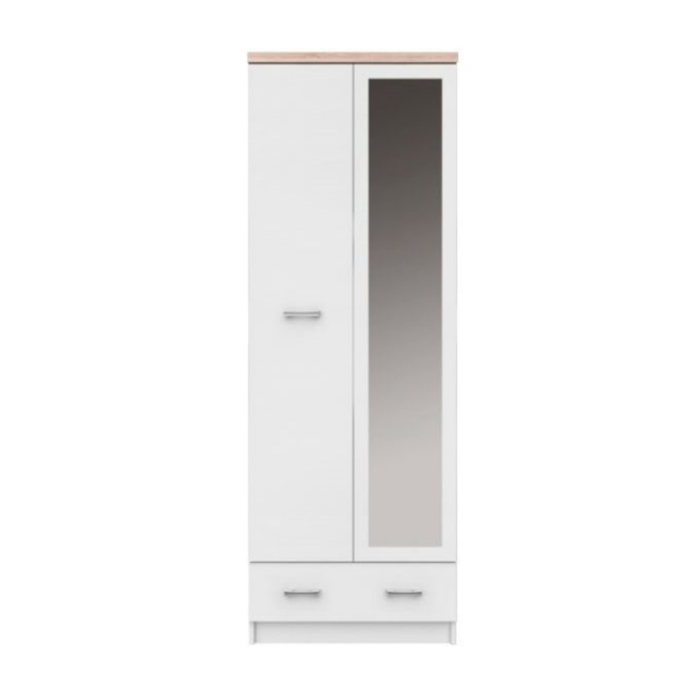 Dulap cu oglinda 2D1S/60 TOPTY TYP 37, alb/stejar Sonoma