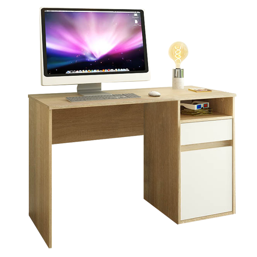 Birou PC BILI, stejar sonoma / alb