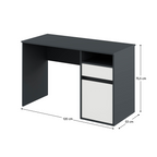 Birou PC BILI, grafit / alb